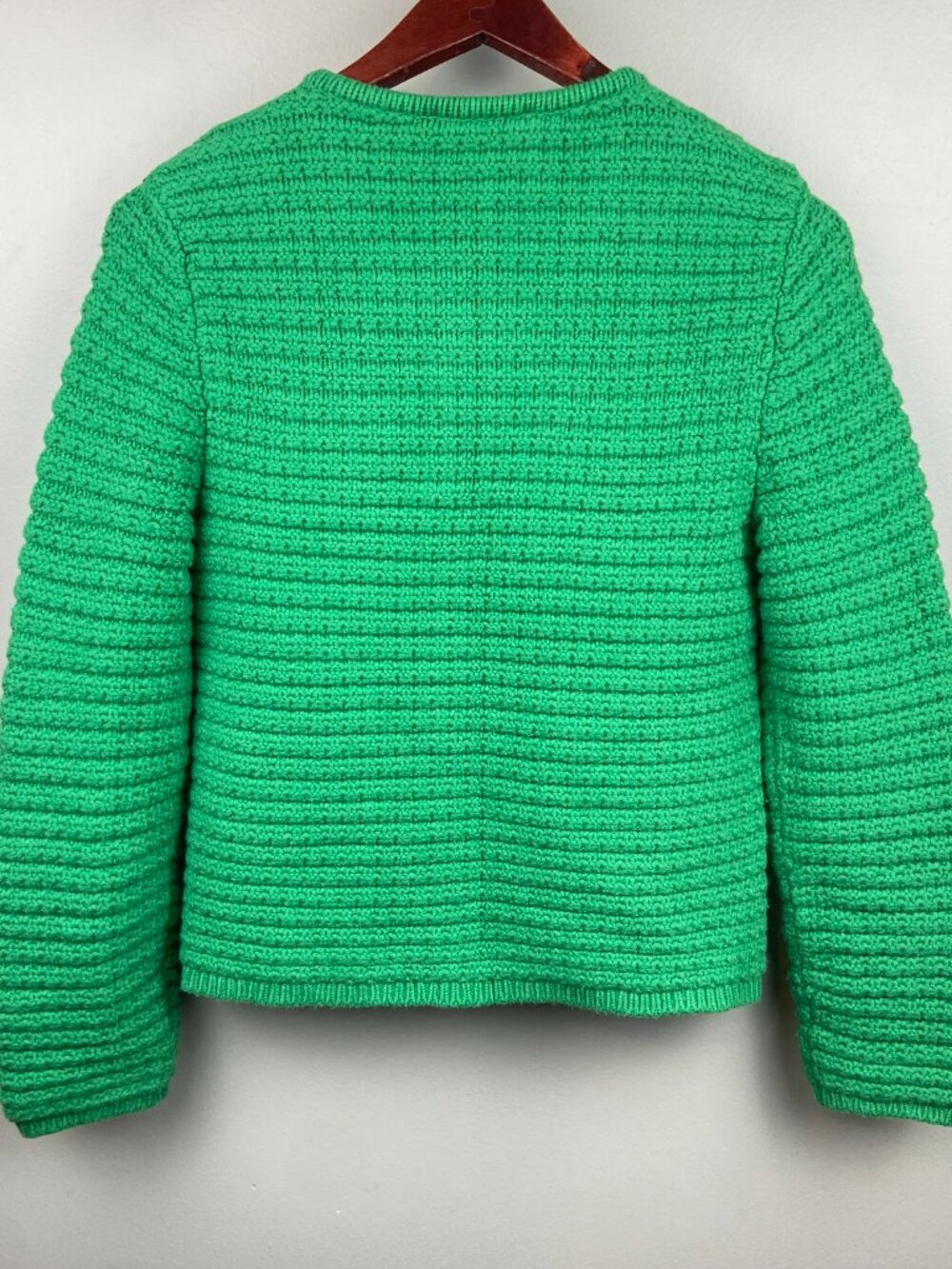 Ann Taylor Chunky Knit Green Cardigan With Gold Buttons Size Small Petite - Picture 2 of 8